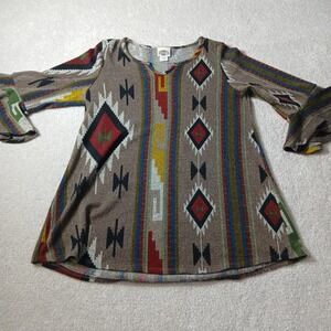 Rods Vintage Multicolor Aztec 3/4 Sleeve Sweater Women's Size Large Southwestern